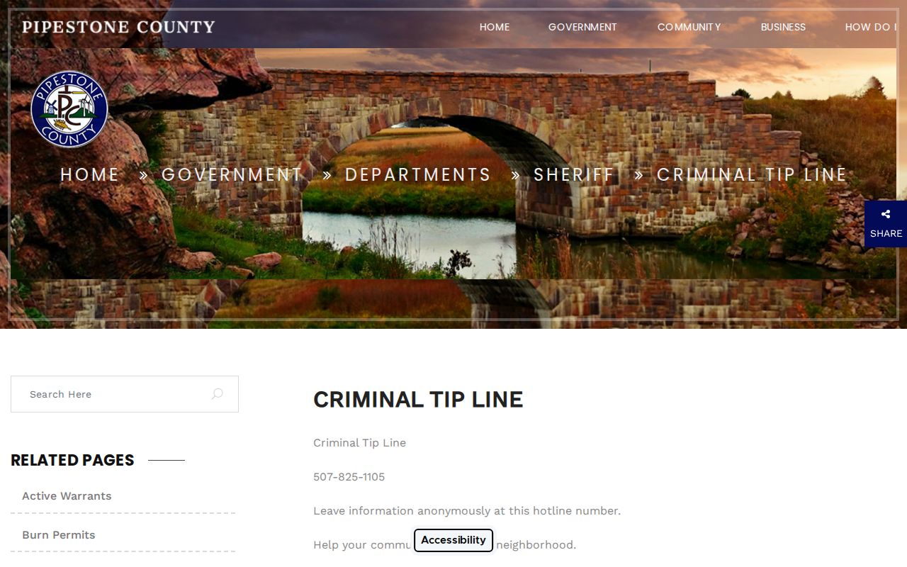Pipestone County most wanted tip channel published by the county sheriff
