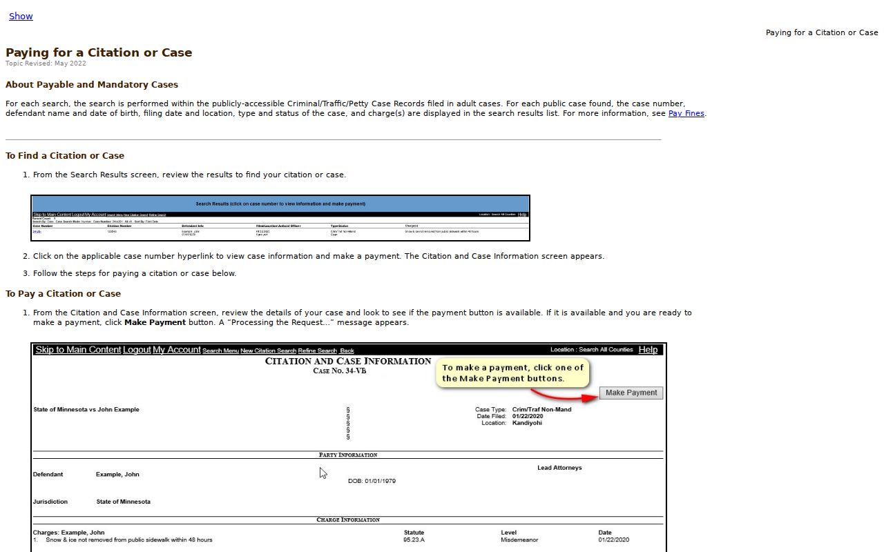 Pipestone County traffic warrant records court web payment search screen