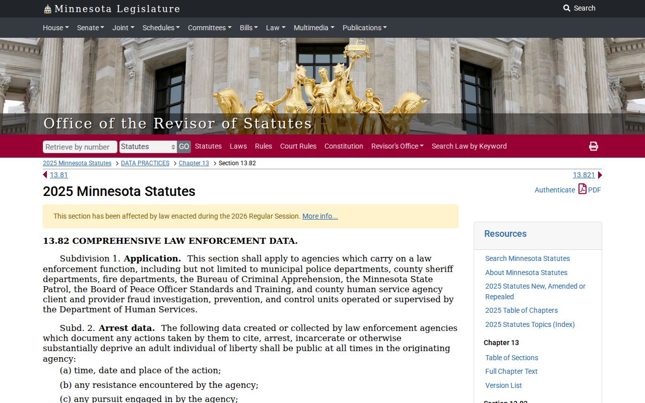 Pipestone County warrant records index confidentiality statute