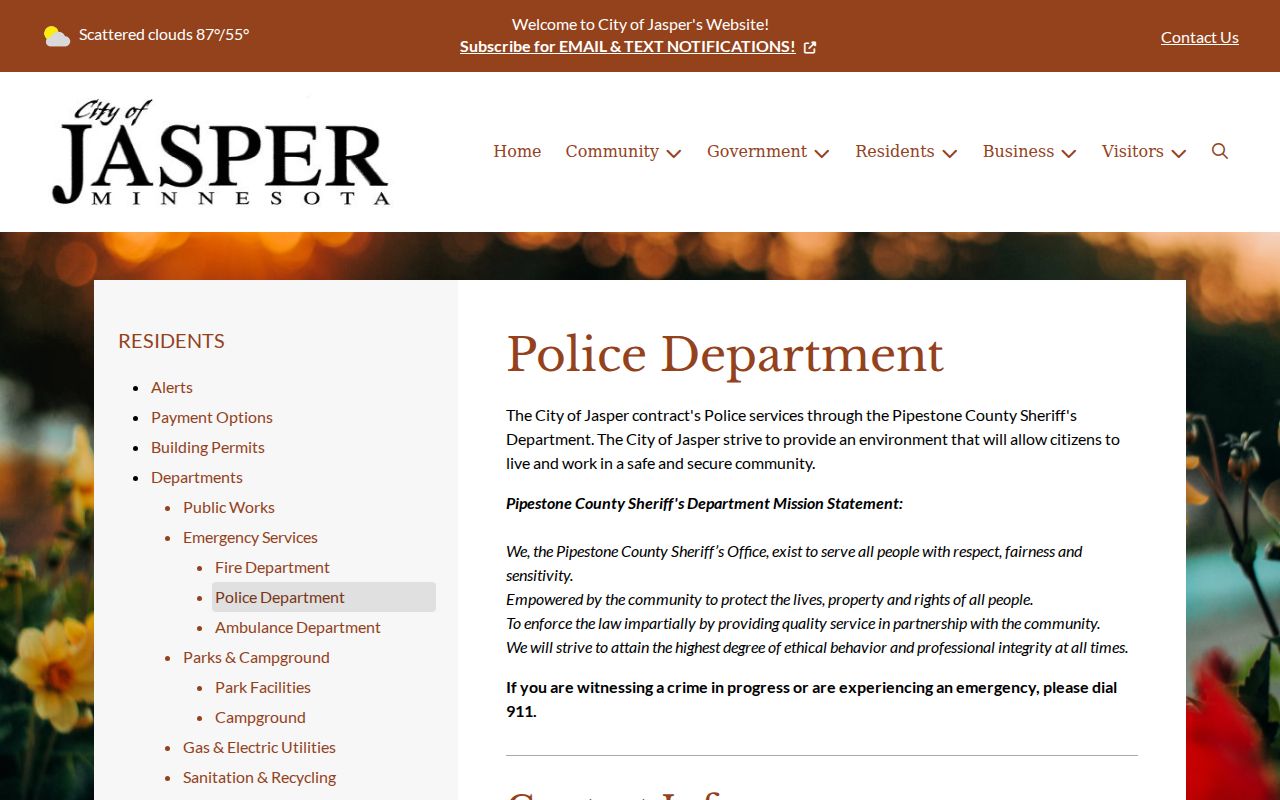 Jasper warrant records police services contract with the county sheriff