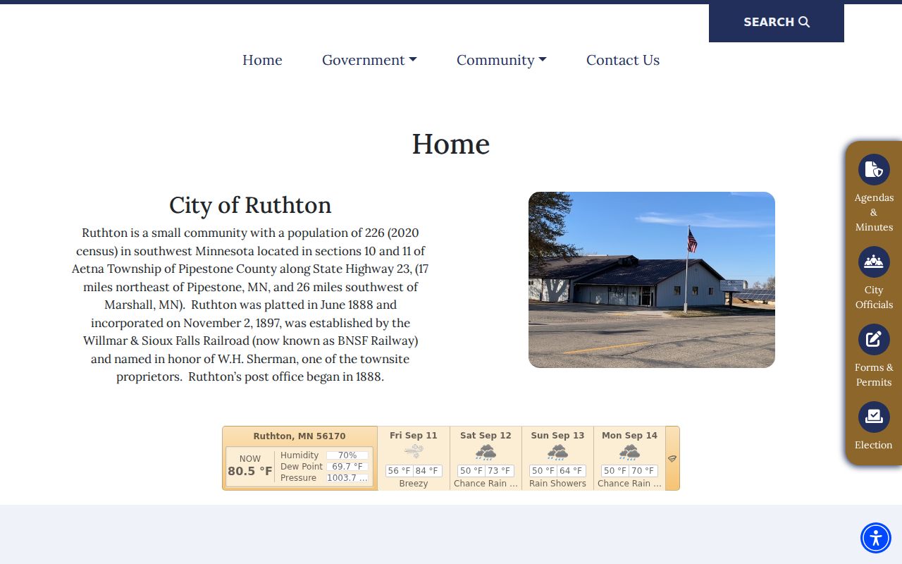 Ruthton warrant records city hall and history page