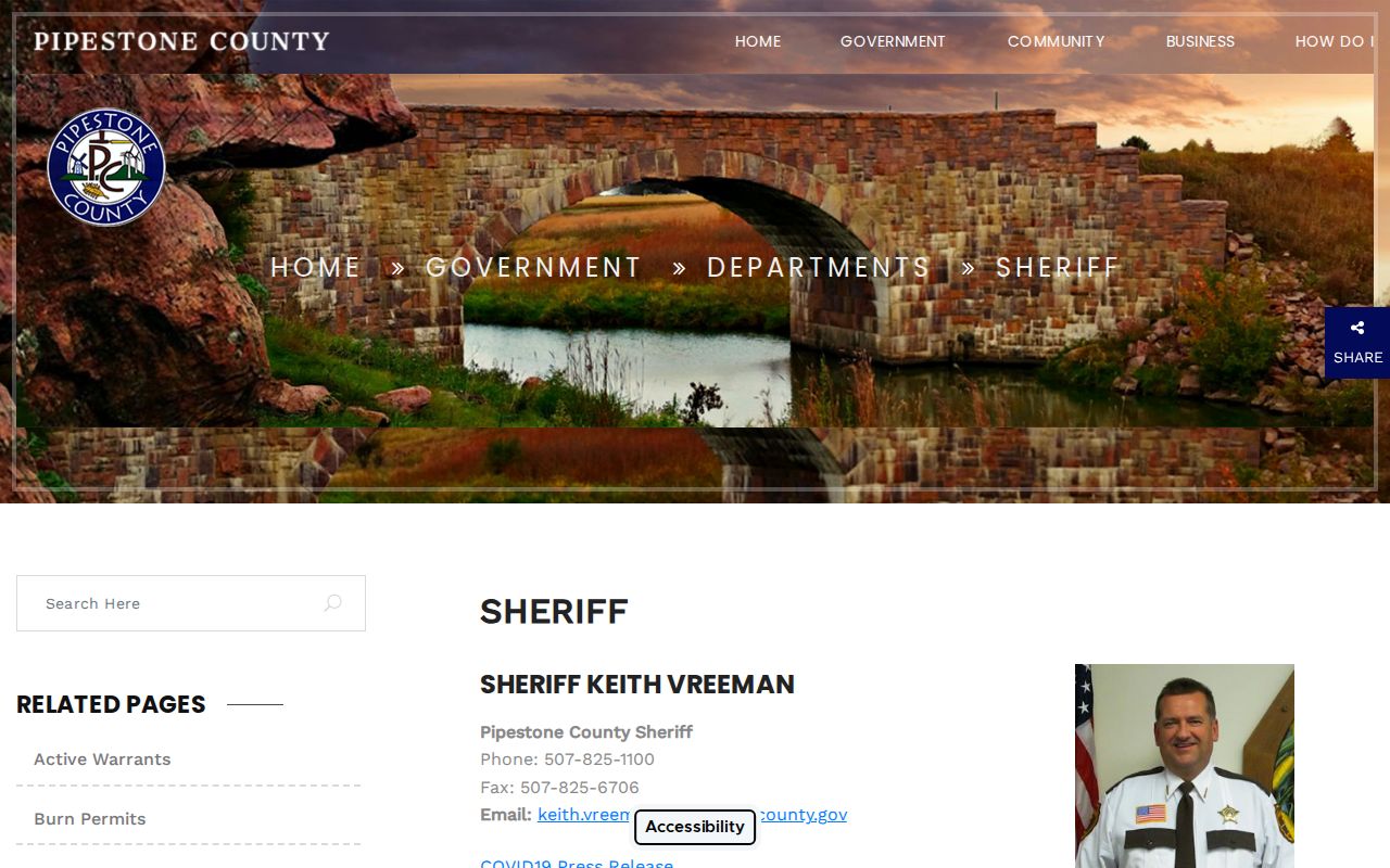 Pipestone County warrant records sheriff office warrant and custody links